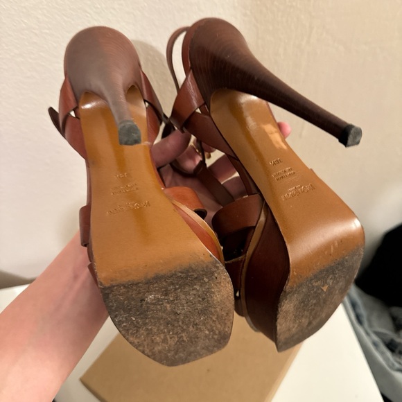 YSL tribute sandals 38.5 leather tan - Picture 4 of 4